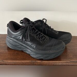 Hoka Bondi 7 Shoes Womens 9 Triple Black Running Shoes Comfort Support